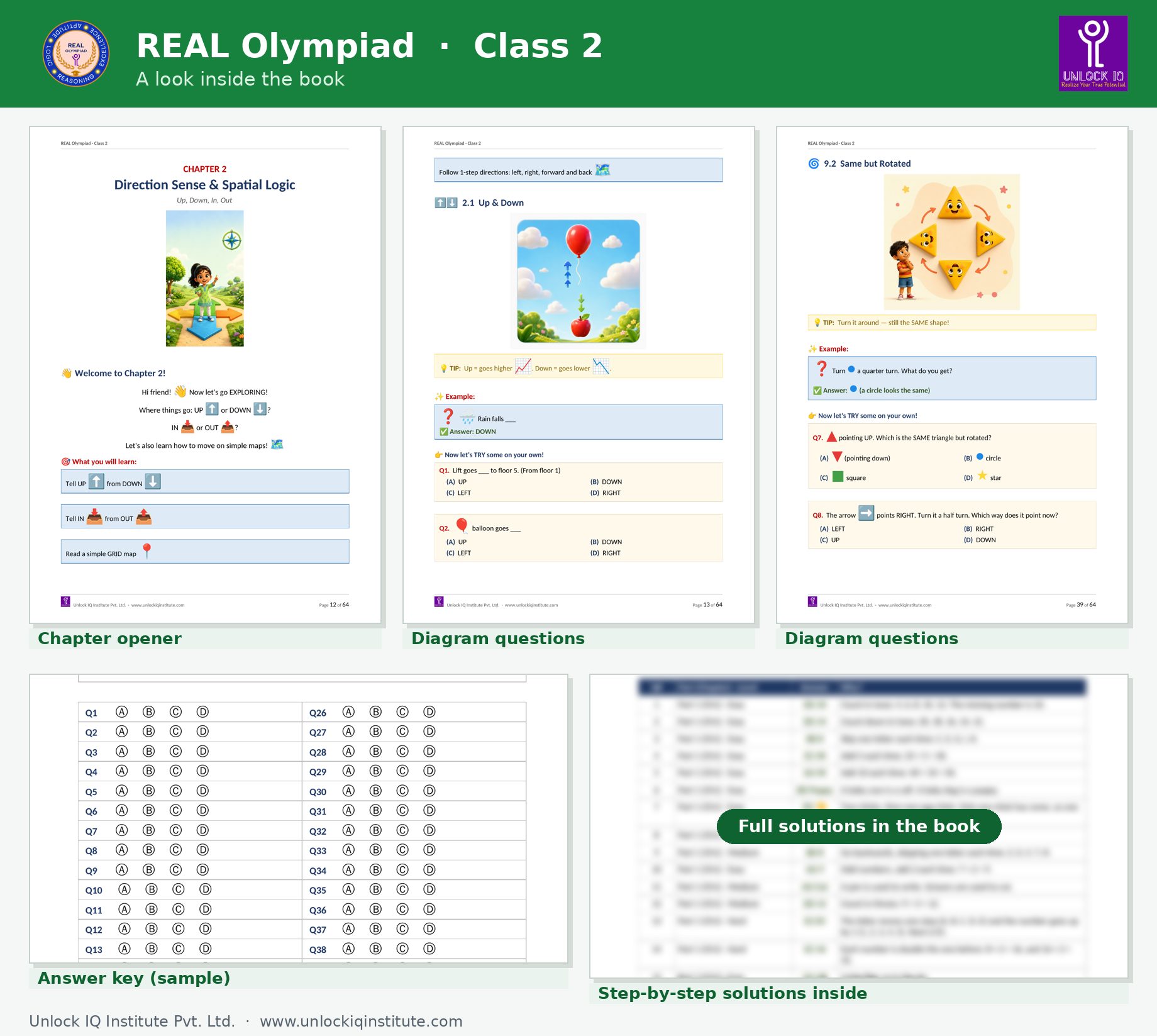 Sample pages from the REAL Olympiad Class 2 book