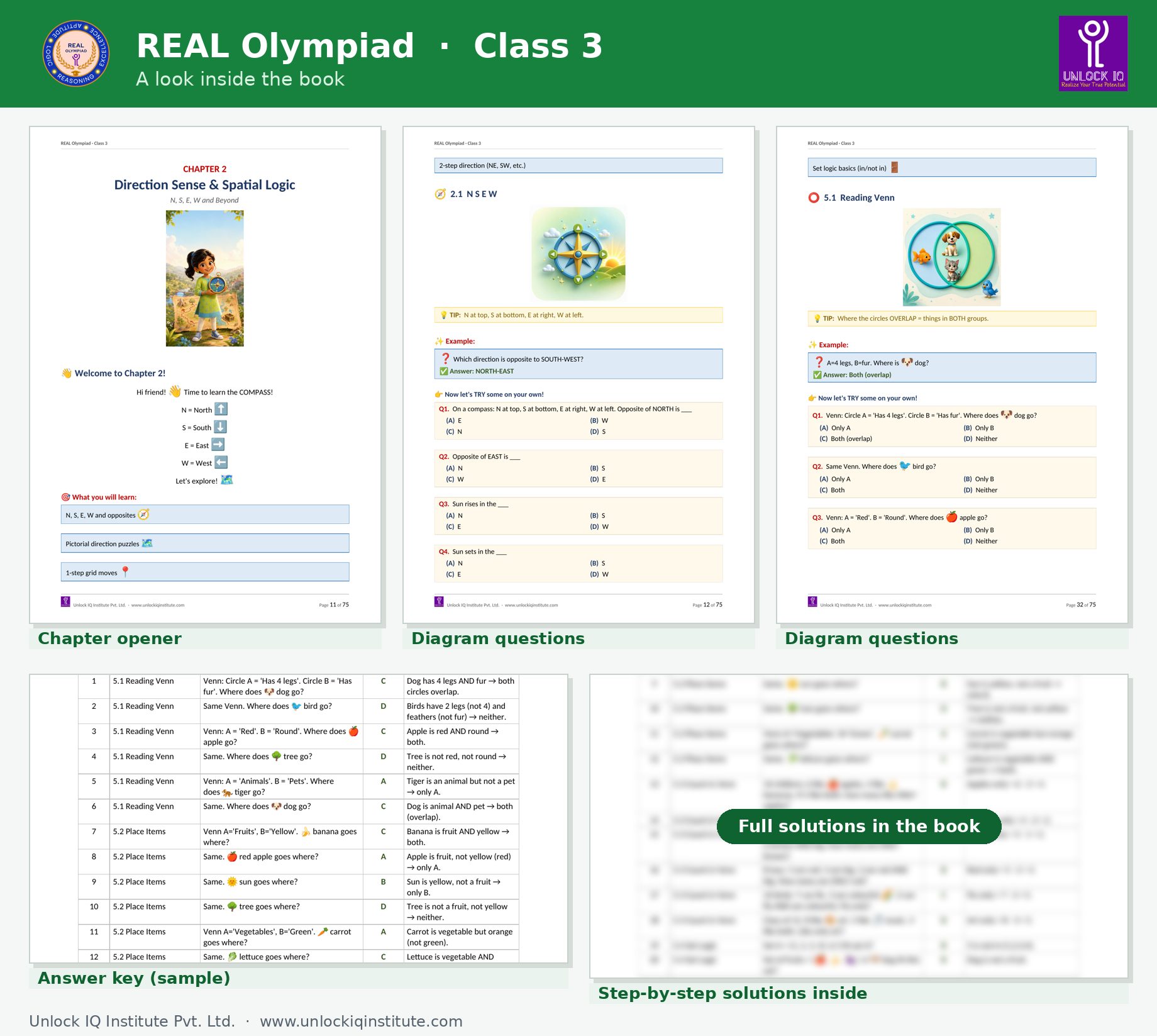 Sample pages from the REAL Olympiad Class 3 book