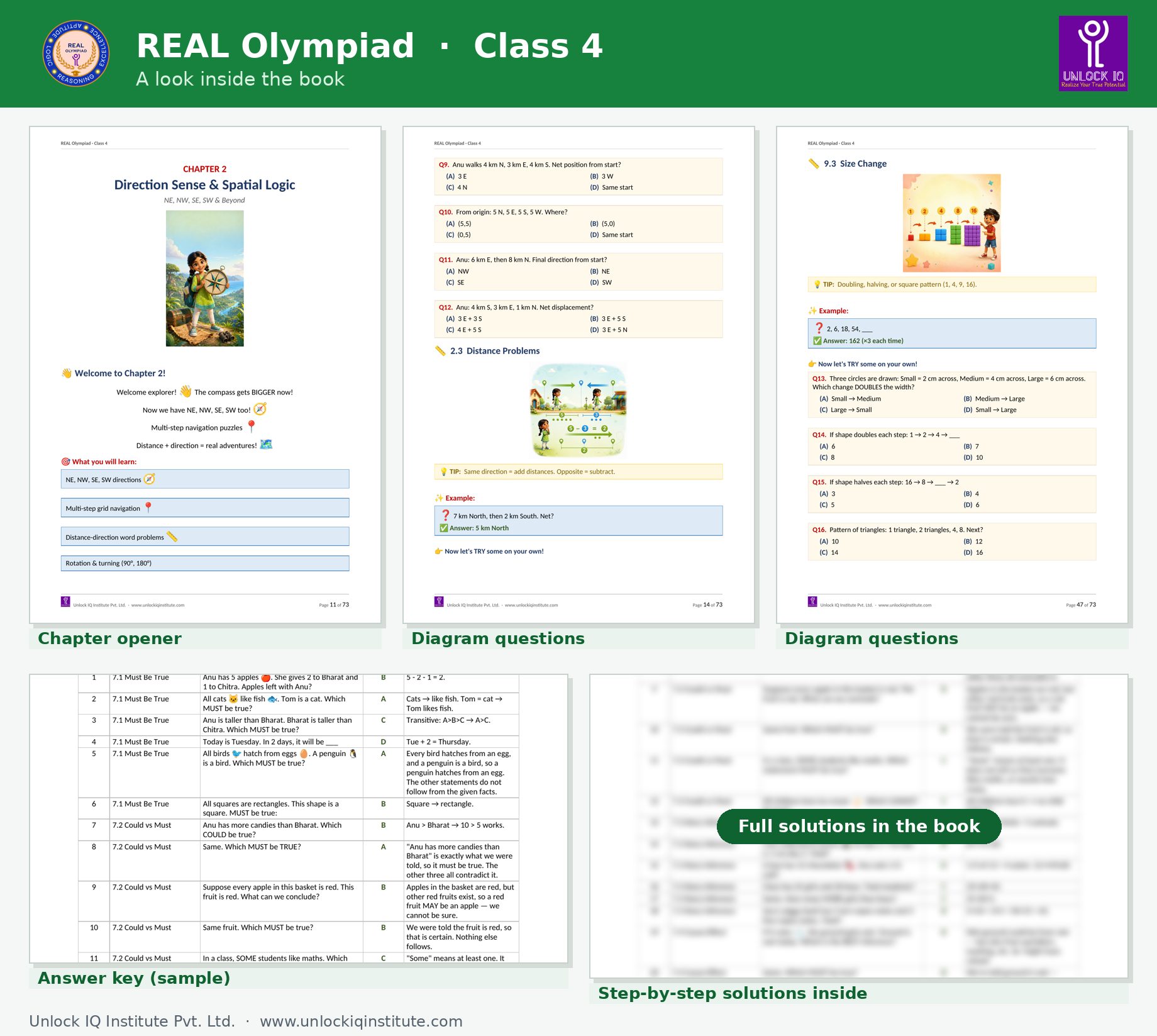 Sample pages from the REAL Olympiad Class 4 book