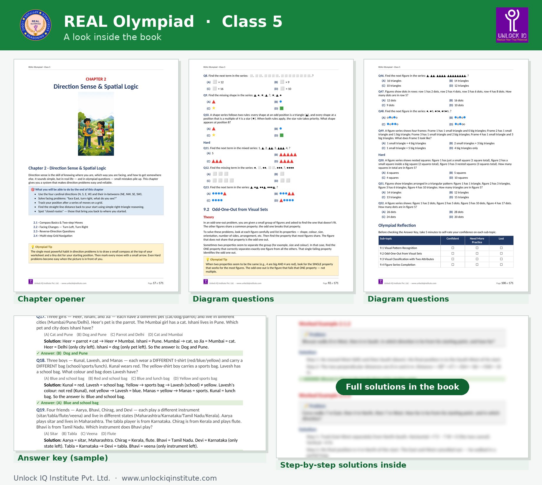Sample pages from the REAL Olympiad Class 5 book