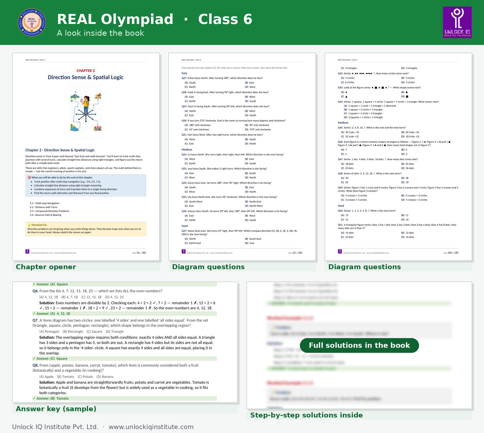 Sample pages from the REAL Olympiad Class 6 book