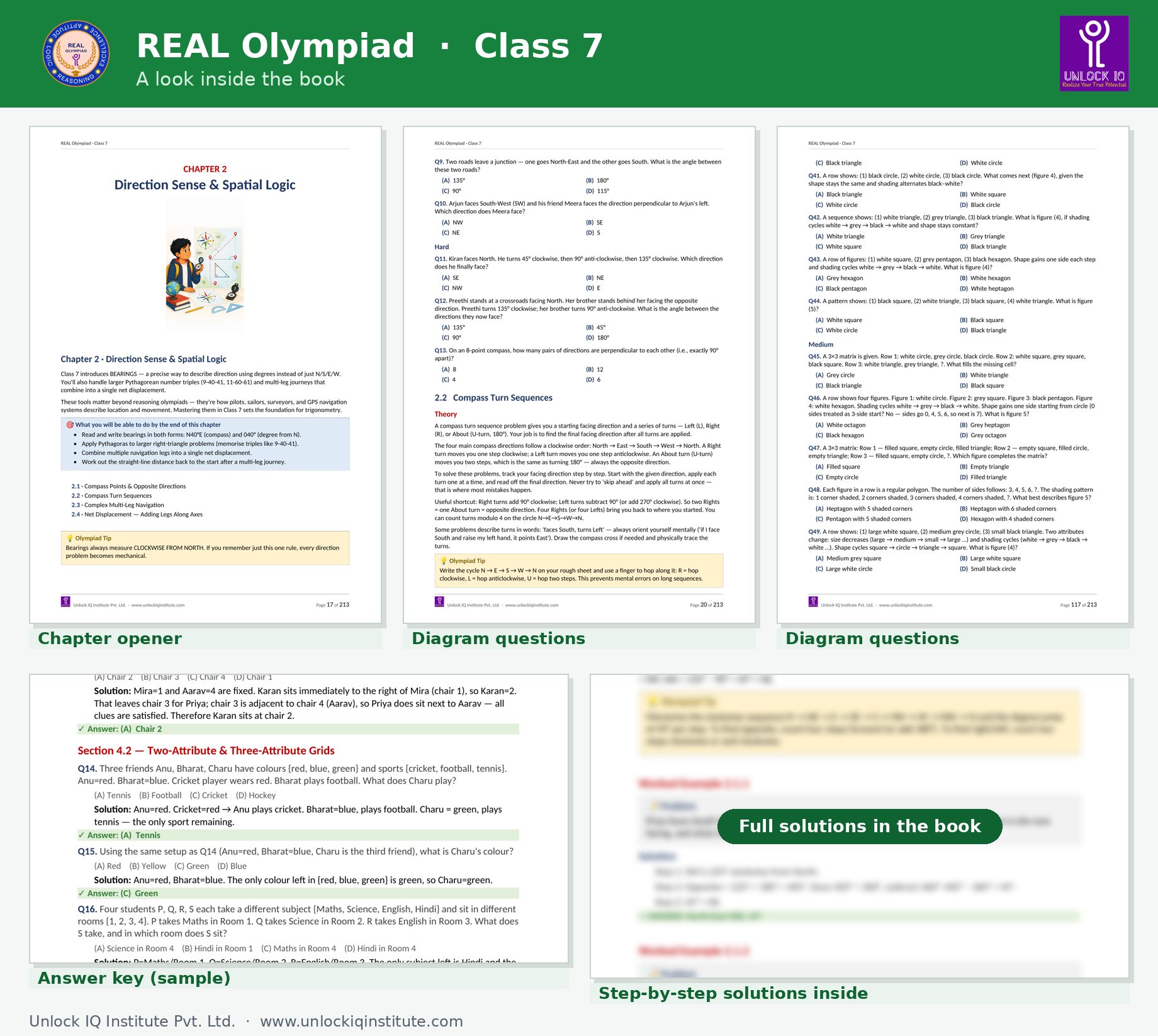 Sample pages from the REAL Olympiad Class 7 book